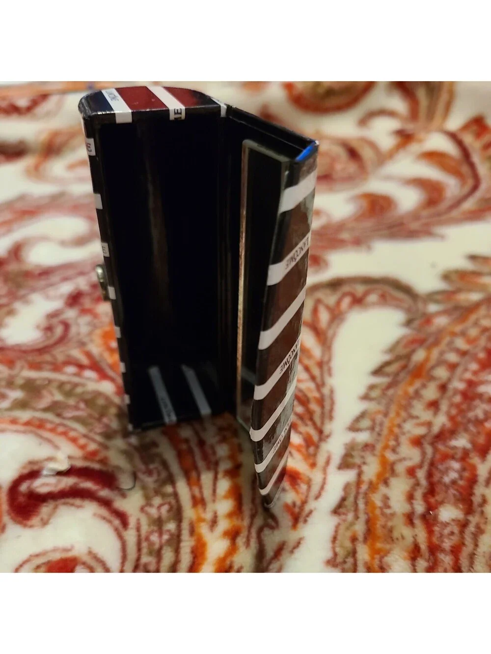 Vintage Lancôme Lipstick Case W/ Mirror,Black & White Branded Travel Holder